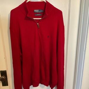 Men’s Polo by Ralph Lauren red 1/4 zip pullover sweater size XXL.